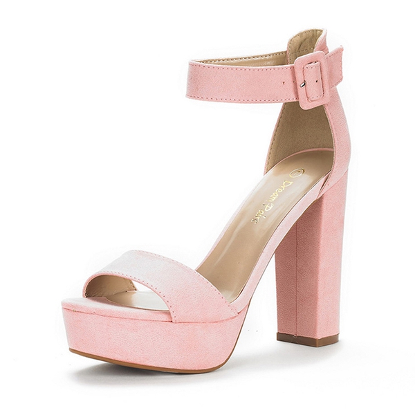 Chunky High Heel Platform Sandals - PINK SUEDE -  0